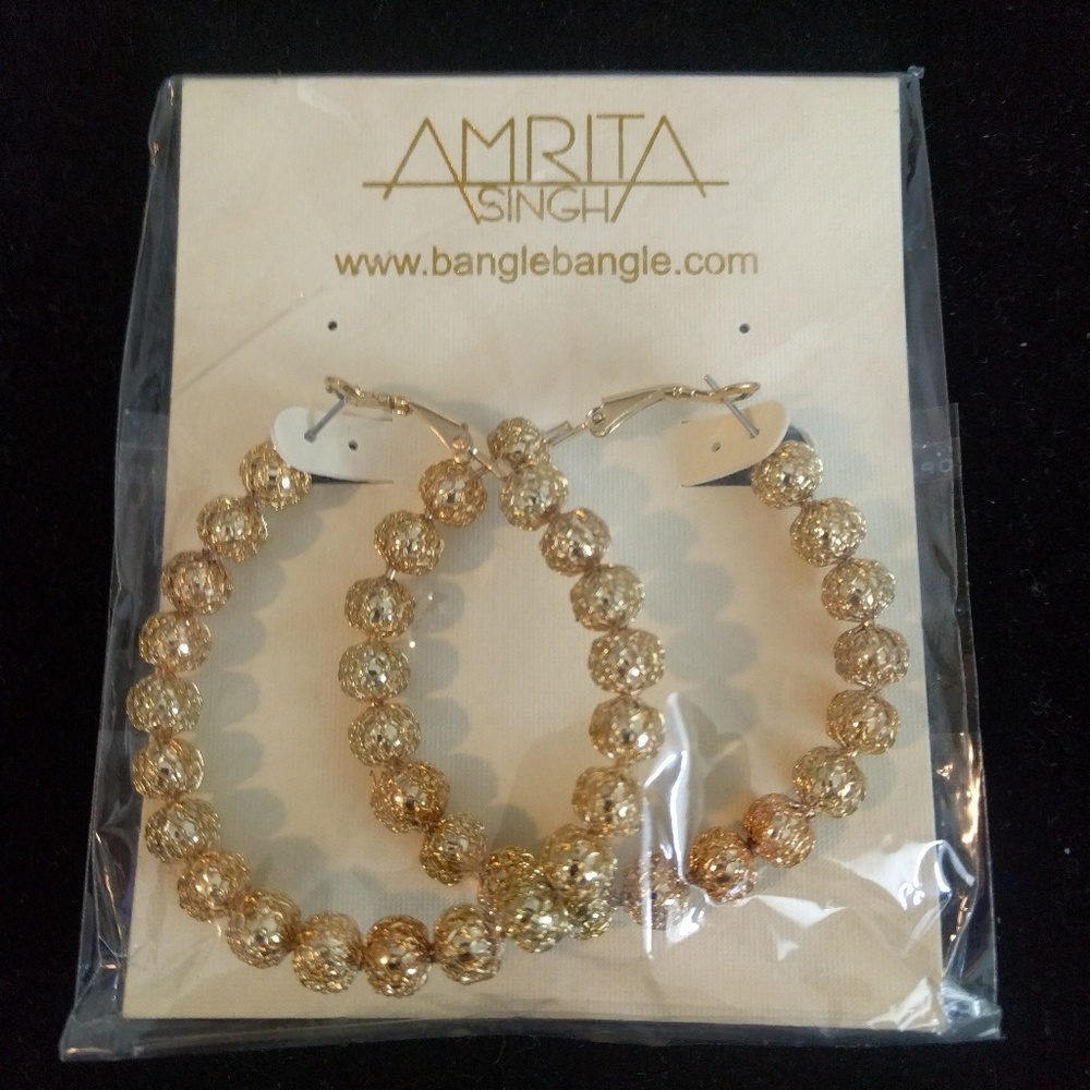 Amrita Singh Gold ball hoop earrings